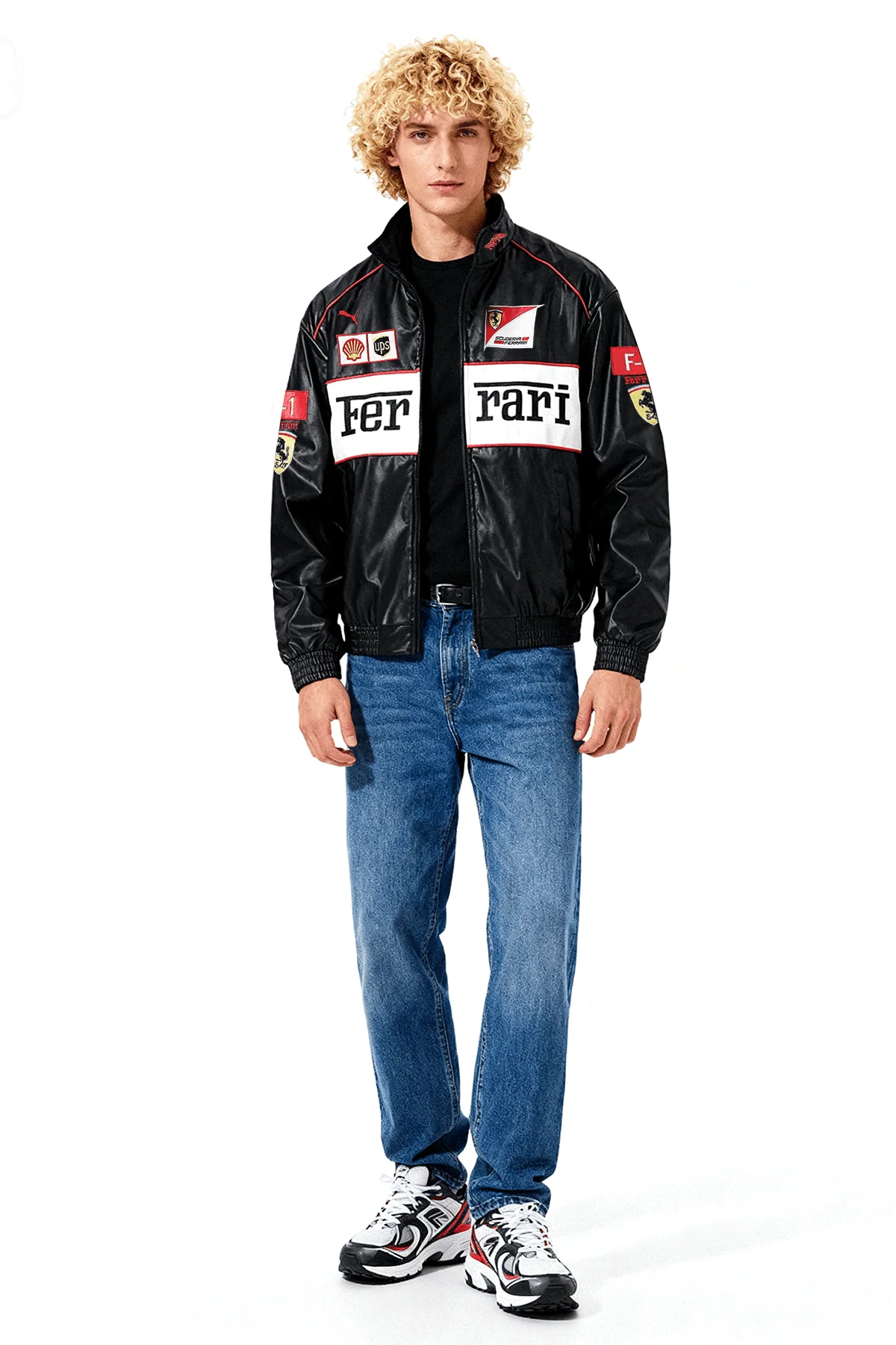 Ferrari F1 Vintage Leather Jacket - White Edition - Image 3
