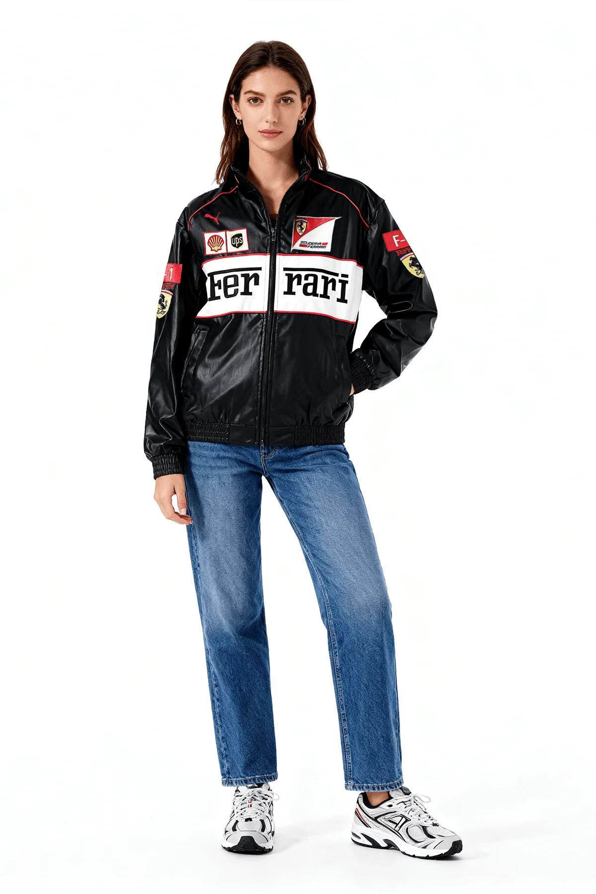 Ferrari F1 Vintage Leather Jacket - White Edition - Image 4