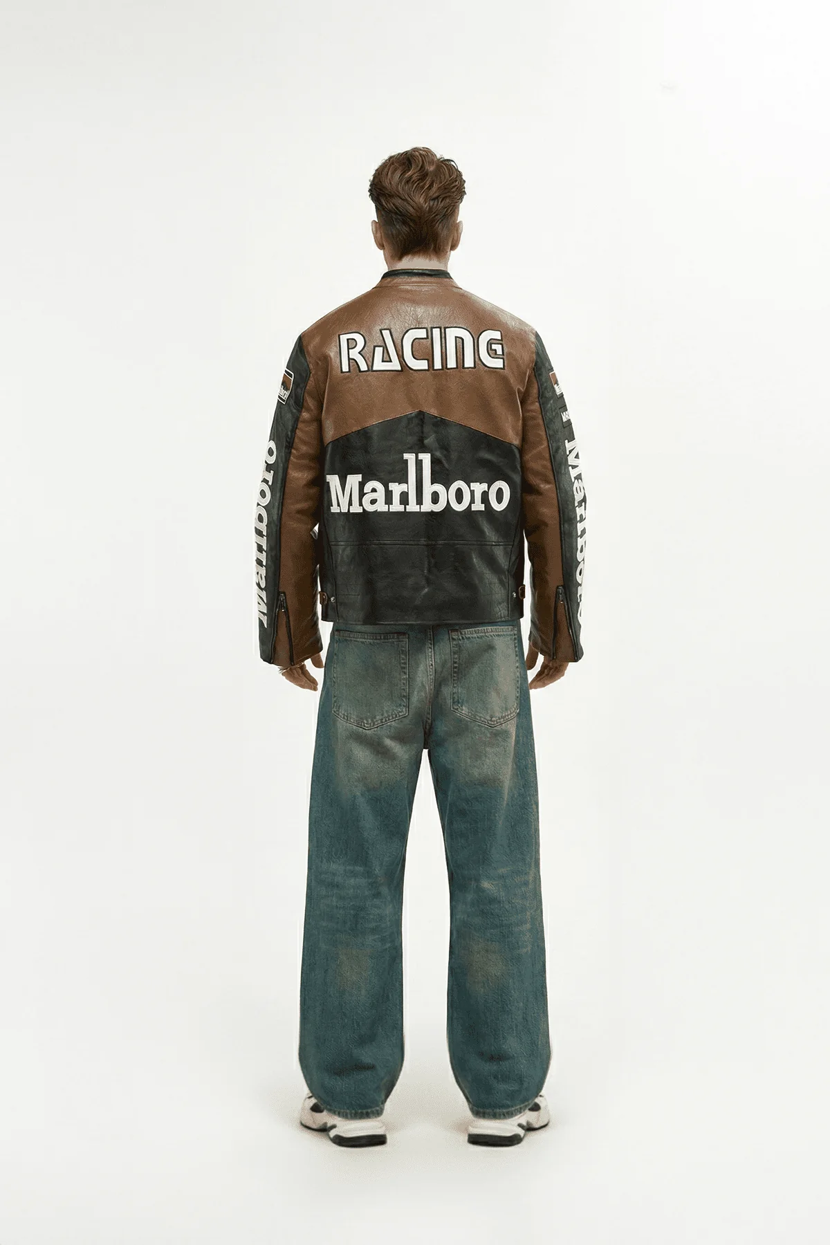 Marlboro Vintage Racing Leather Jacket - Brown & Black Edition - Image 5