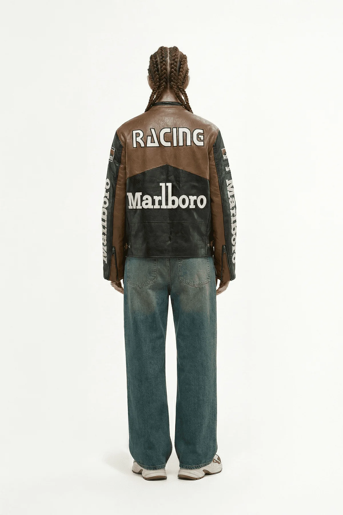Marlboro Vintage Racing Leather Jacket - Brown & Black Edition - Image 6